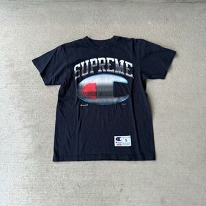 Supreme Champion Chrome Tee Black SS19 Mens Small Graphic T-Shirt